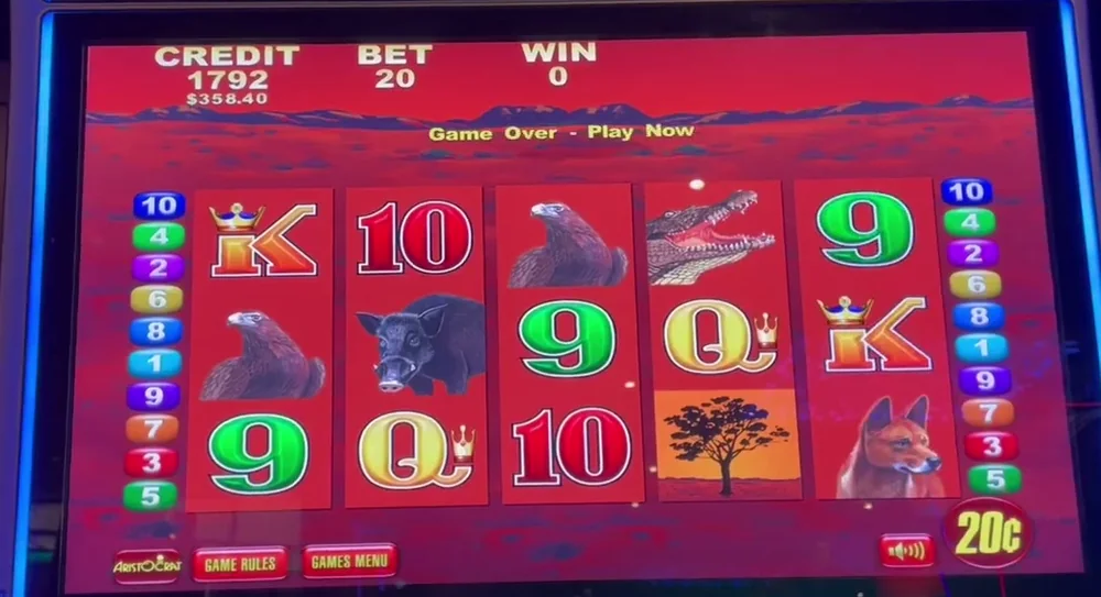 Big Red pokie base game reels by Aristocrat